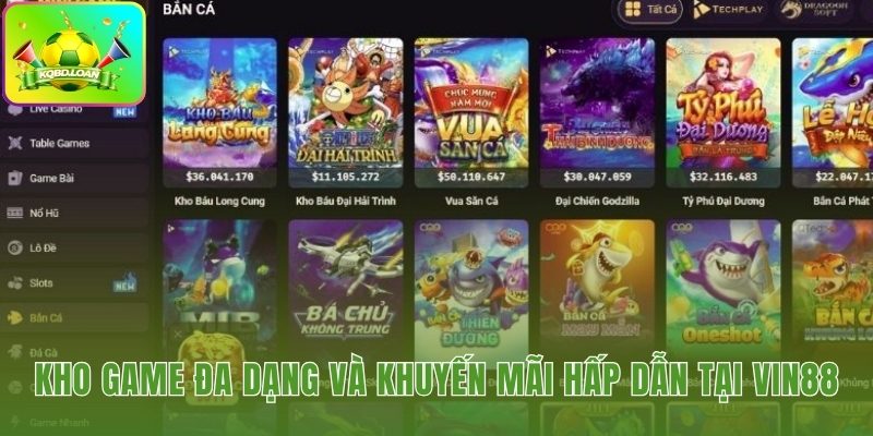 Hệ thống game Vin88 đa dạng cùng các chương trình thưởng giá trị